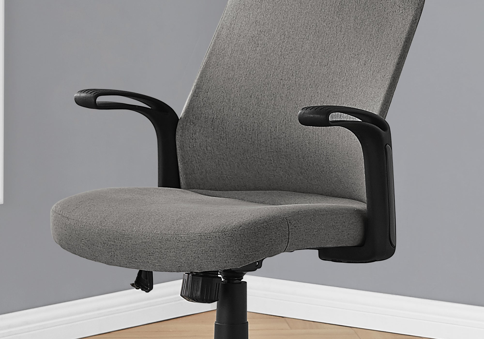 Monarch Specialties I 7325 Chaise De Bureau, Hauteur Ajustable, Pivotant, Ergonomique, Appuis-bras, Bureau, Travail, Métal, Engrener, Gris, Noir, Contemporain, Moderne - Simple Boutique