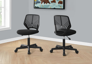 Monarch Specialties I 7336 Chaise De Bureau, Hauteur Ajustable, Pivotant, Ergonomique, Bureau, Travail, Juvénile, Métal, En Tissu, Noir, Contemporain, Moderne - Simple Boutique