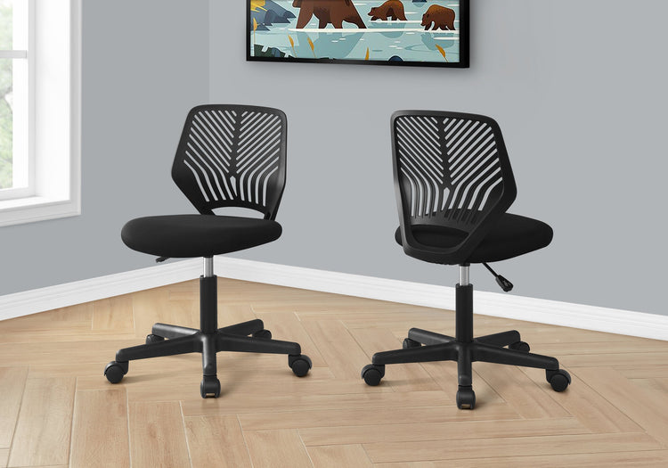 Monarch Specialties I 7336 Chaise De Bureau, Hauteur Ajustable, Pivotant, Ergonomique, Bureau, Travail, Juvénile, Métal, En Tissu, Noir, Contemporain, Moderne - Simple Boutique