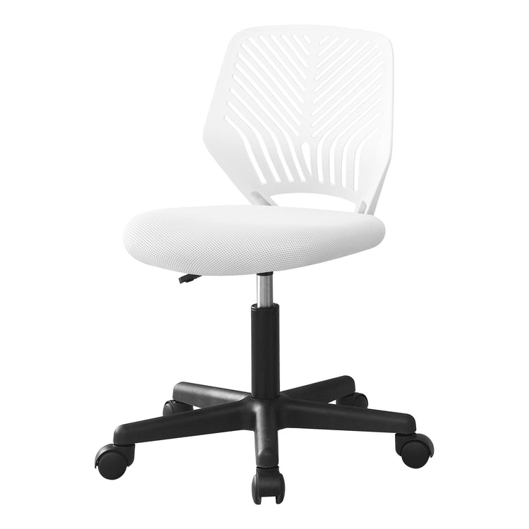 Monarch Specialties I 7338 Chaise De Bureau, Hauteur Ajustable, Pivotant, Ergonomique, Bureau, Travail, Juvénile, Métal, En Tissu, Blanc, Noir, Contemporain, Moderne - Simple Boutique