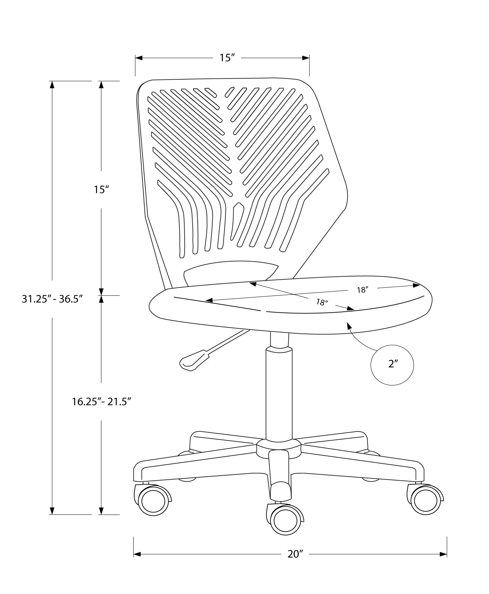 Monarch Specialties I 7338 Chaise De Bureau, Hauteur Ajustable, Pivotant, Ergonomique, Bureau, Travail, Juvénile, Métal, En Tissu, Blanc, Noir, Contemporain, Moderne - Simple Boutique
