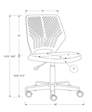Monarch Specialties I 7338 Chaise De Bureau, Hauteur Ajustable, Pivotant, Ergonomique, Bureau, Travail, Juvénile, Métal, En Tissu, Blanc, Noir, Contemporain, Moderne - Simple Boutique