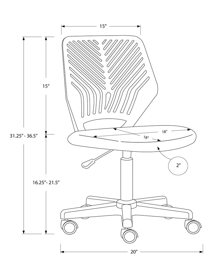 Monarch Specialties I 7338 Chaise De Bureau, Hauteur Ajustable, Pivotant, Ergonomique, Bureau, Travail, Juvénile, Métal, En Tissu, Blanc, Noir, Contemporain, Moderne - Simple Boutique