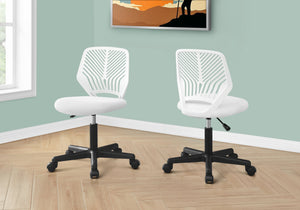 Monarch Specialties I 7338 Chaise De Bureau, Hauteur Ajustable, Pivotant, Ergonomique, Bureau, Travail, Juvénile, Métal, En Tissu, Blanc, Noir, Contemporain, Moderne - Simple Boutique