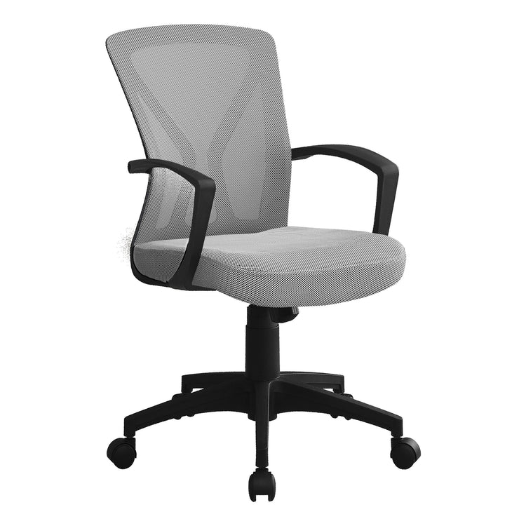 Monarch Specialties I 7340 Chaise De Bureau, Hauteur Ajustable, Pivotant, Ergonomique, Appuis-bras, Bureau, Travail, Métal, En Tissu, Gris, Noir, Contemporain, Moderne - Simple Boutique