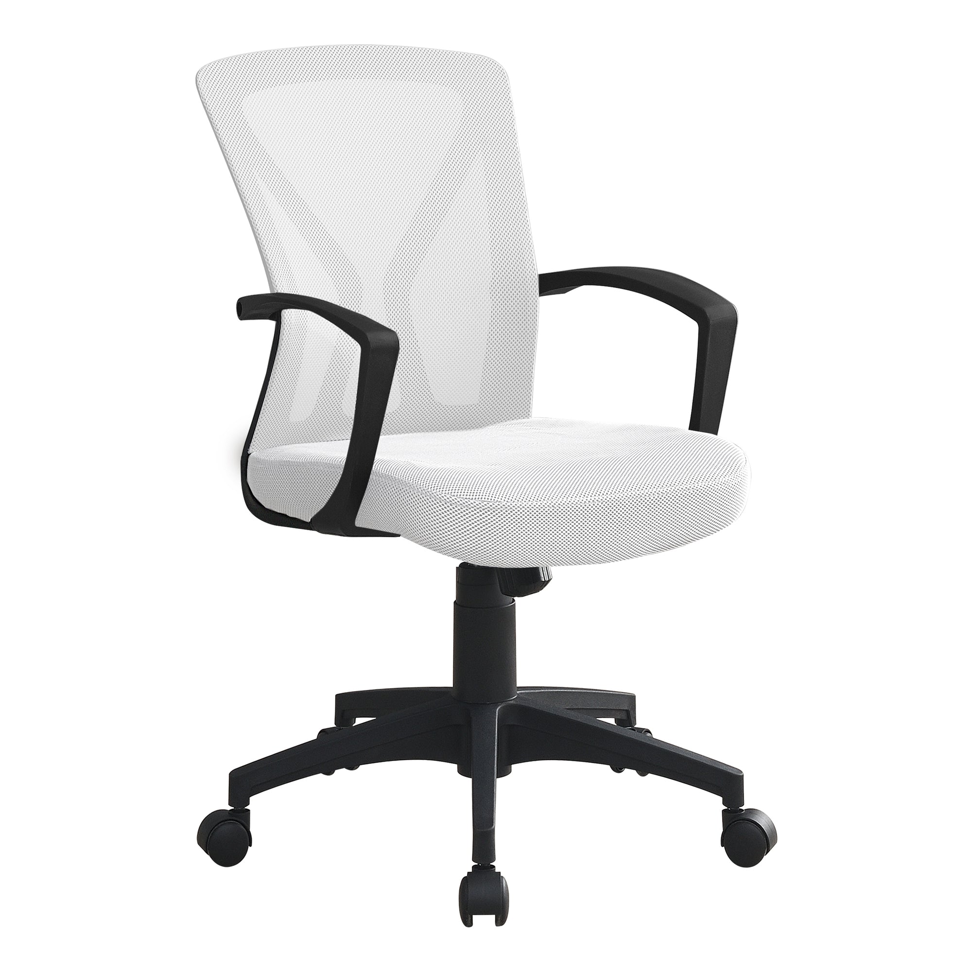Monarch Specialties I 7341 Chaise De Bureau, Hauteur Ajustable, Pivotant, Ergonomique, Appuis-bras, Bureau, Travail, Métal, En Tissu, Blanc, Noir, Contemporain, Moderne - Simple Boutique