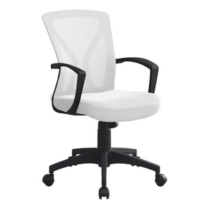 Monarch Specialties I 7341 Chaise De Bureau, Hauteur Ajustable, Pivotant, Ergonomique, Appuis-bras, Bureau, Travail, Métal, En Tissu, Blanc, Noir, Contemporain, Moderne - Simple Boutique