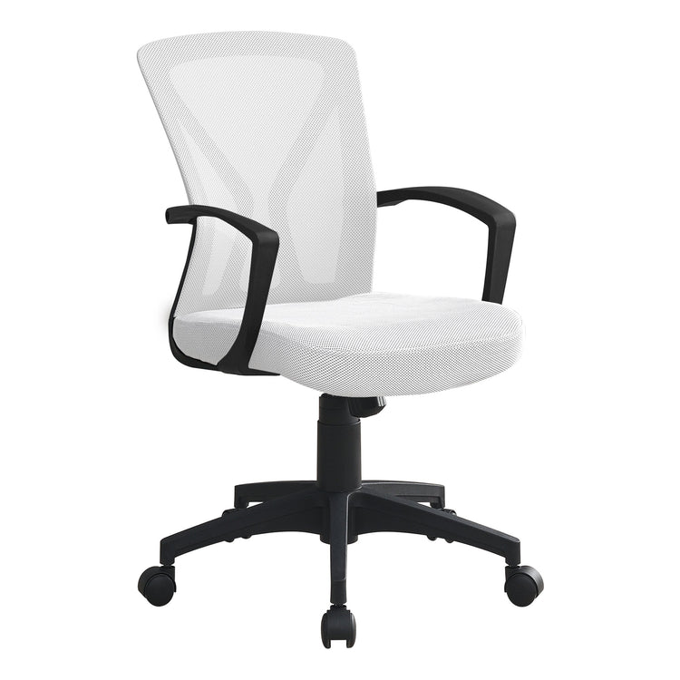 Monarch Specialties I 7341 Chaise De Bureau, Hauteur Ajustable, Pivotant, Ergonomique, Appuis-bras, Bureau, Travail, Métal, En Tissu, Blanc, Noir, Contemporain, Moderne - Simple Boutique