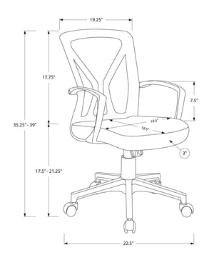 Monarch Specialties I 7341 Chaise De Bureau, Hauteur Ajustable, Pivotant, Ergonomique, Appuis-bras, Bureau, Travail, Métal, En Tissu, Blanc, Noir, Contemporain, Moderne - Simple Boutique