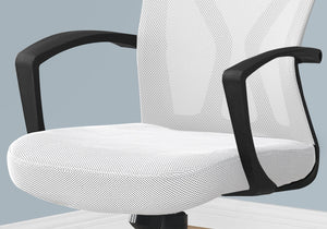 Monarch Specialties I 7341 Chaise De Bureau, Hauteur Ajustable, Pivotant, Ergonomique, Appuis-bras, Bureau, Travail, Métal, En Tissu, Blanc, Noir, Contemporain, Moderne - Simple Boutique