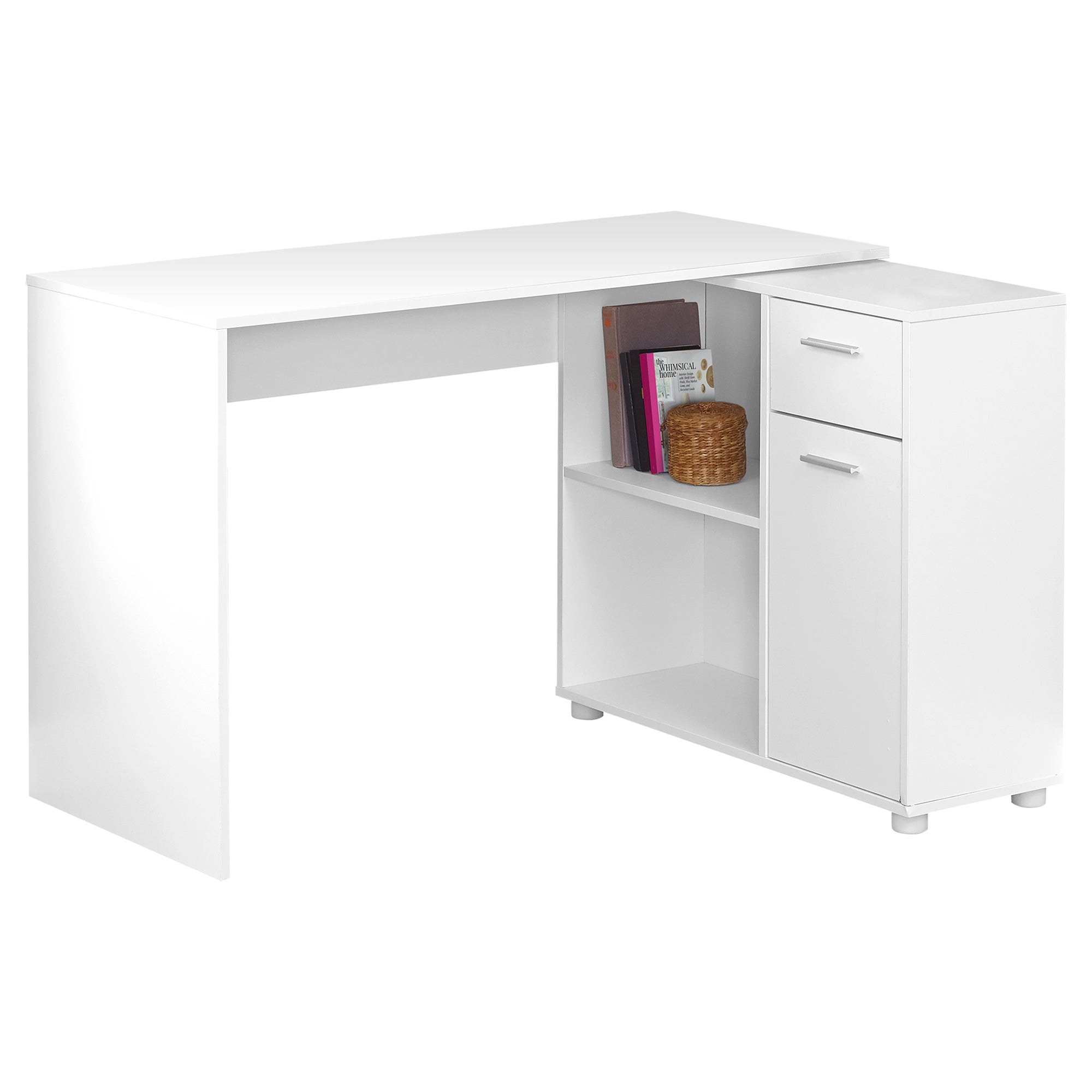 Monarch Specialties I 7350 Bureau, Bureau À Domicile, Coin, Tiroirs De Rangement, 46"l, Forme De L, Travail, Ordinateur Portable, Stratifié, Blanc, Contemporain, Moderne - Simple Boutique