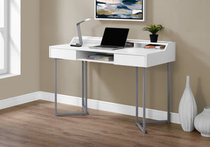 Monarch Specialties I 7361 Bureau, Bureau À Domicile, Ordinateur Portable, Tiroirs De Rangement, 48"l, Travail, Métal, Stratifié, Blanc, Gris, Contemporain, Moderne - Simple Boutique
