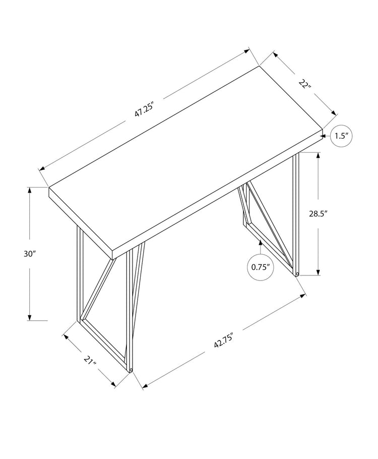Monarch Specialties I 7376 Bureau, Bureau À Domicile, Ordinateur Portable, 48"l, Travail, Métal, Stratifié, Blanc, Gris, Contemporain, Moderne - Simple Boutique