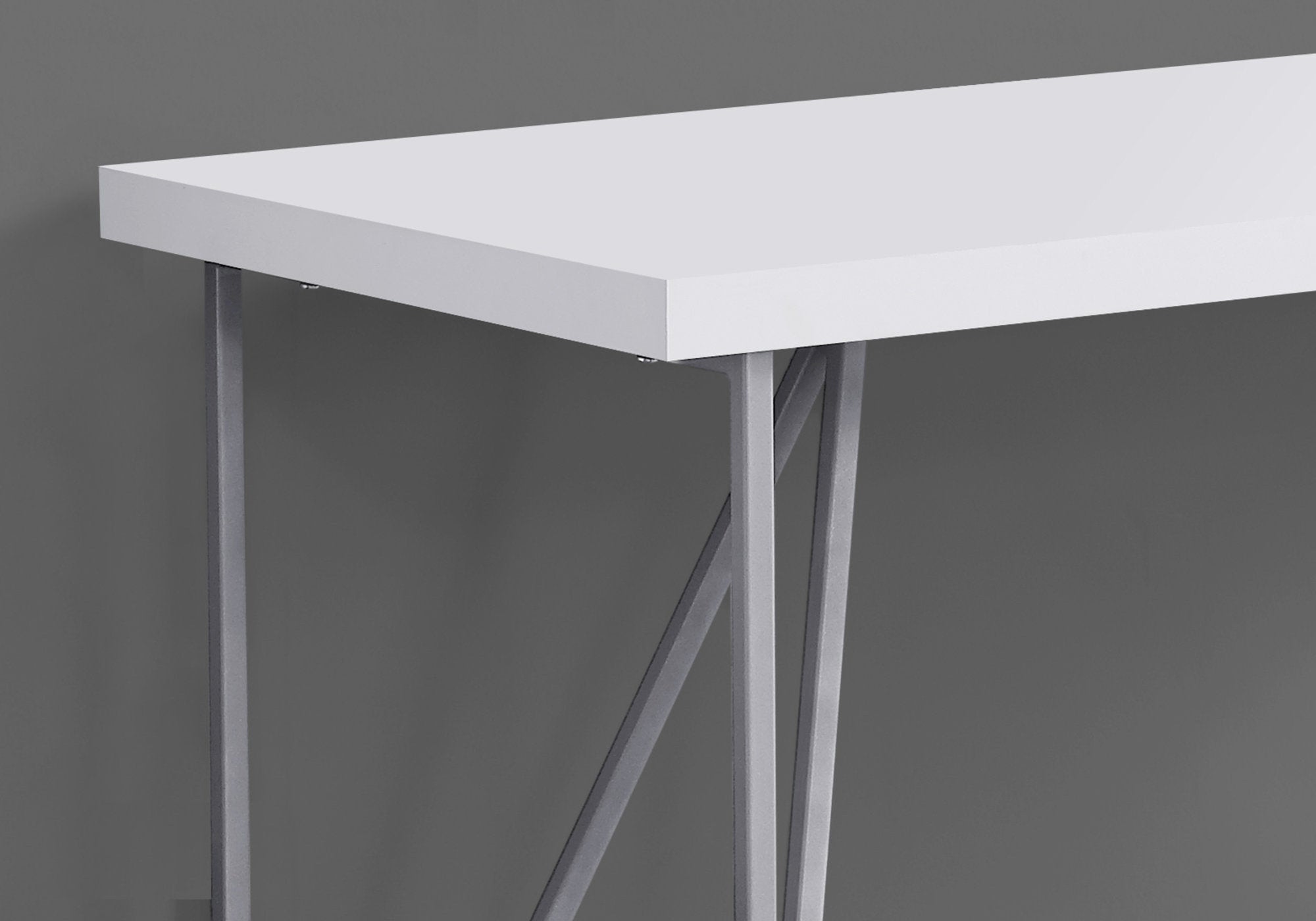 Monarch Specialties I 7376 Bureau, Bureau À Domicile, Ordinateur Portable, 48"l, Travail, Métal, Stratifié, Blanc, Gris, Contemporain, Moderne - Simple Boutique