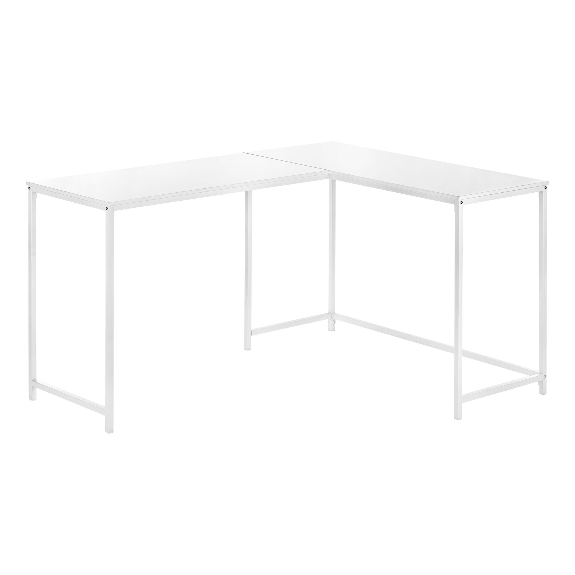 Monarch Specialties I 7395 Bureau, Bureau À Domicile, Coin, 58"l, Forme De L, Travail, Ordinateur Portable, Métal, Stratifié, Blanc, Contemporain, Moderne - Simple Boutique