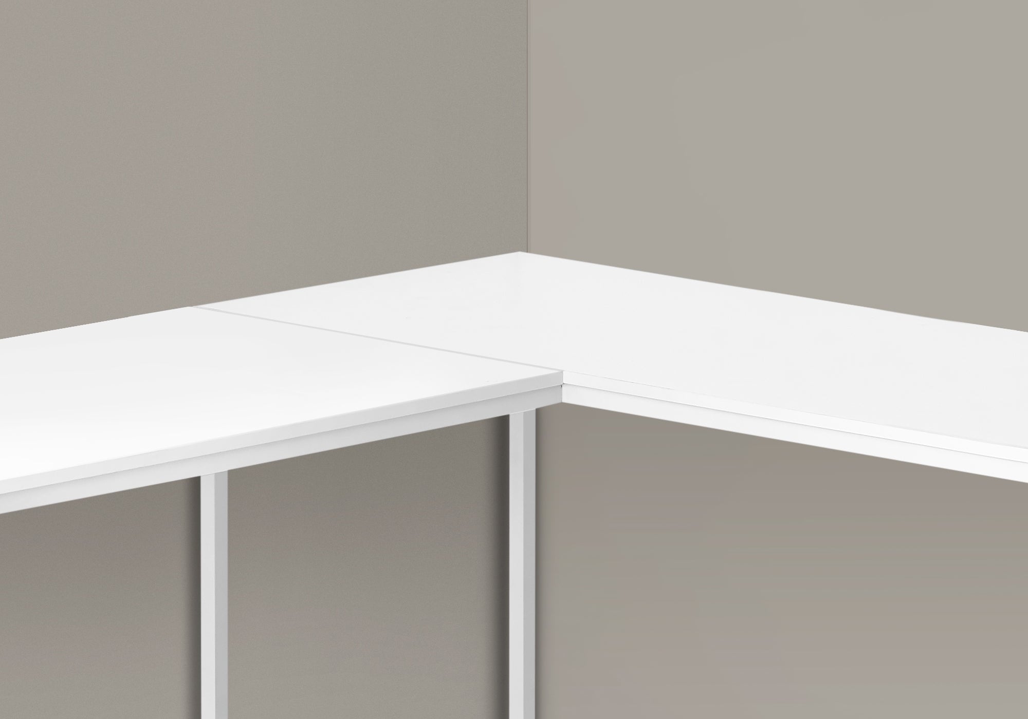 Monarch Specialties I 7395 Bureau, Bureau À Domicile, Coin, 58"l, Forme De L, Travail, Ordinateur Portable, Métal, Stratifié, Blanc, Contemporain, Moderne - Simple Boutique