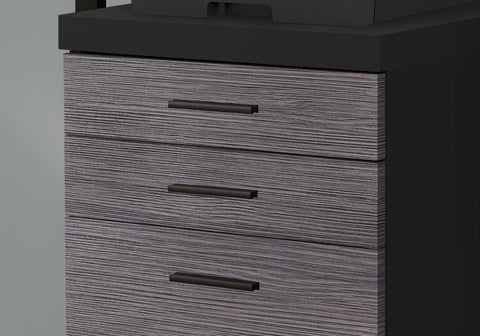 Monarch Specialties I 7403 Classeur, Mobile Roulant, Tiroirs De Rangement, Support D'imprimante, Bureau, Travail, Stratifié, Noir, Gris, Contemporain, Moderne