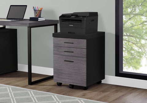 Monarch Specialties I 7403 Classeur, Mobile Roulant, Tiroirs De Rangement, Support D'imprimante, Bureau, Travail, Stratifié, Noir, Gris, Contemporain, Moderne