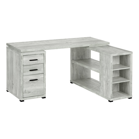 Monarch Specialties I 7421 Bureau, Bureau À Domicile, Coin, Configuration Gauche, Droite, Tiroirs De Rangement, Forme De L, Travail, Ordinateur Portable, Stratifié, Gris, Contemporain, Moderne