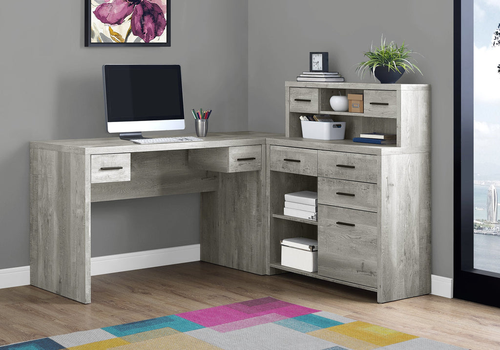 Monarch Specialties I 7428 Bureau, Bureau À Domicile, Coin, Configuration Gauche, Droite, Tiroirs De Rangement, Forme De L, Travail, Ordinateur Portable, Stratifié, Gris, Contemporain, Moderne