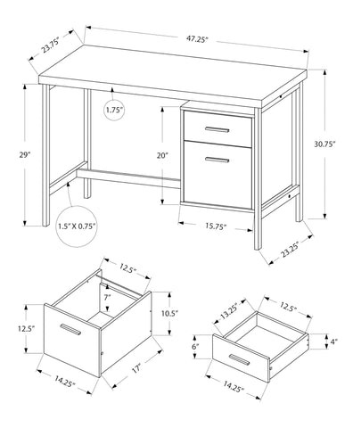 Monarch Specialties I 7437 Bureau, Bureau À Domicile, Ordinateur Portable, Configuration Gauche, Droite, Tiroirs De Rangement, 48