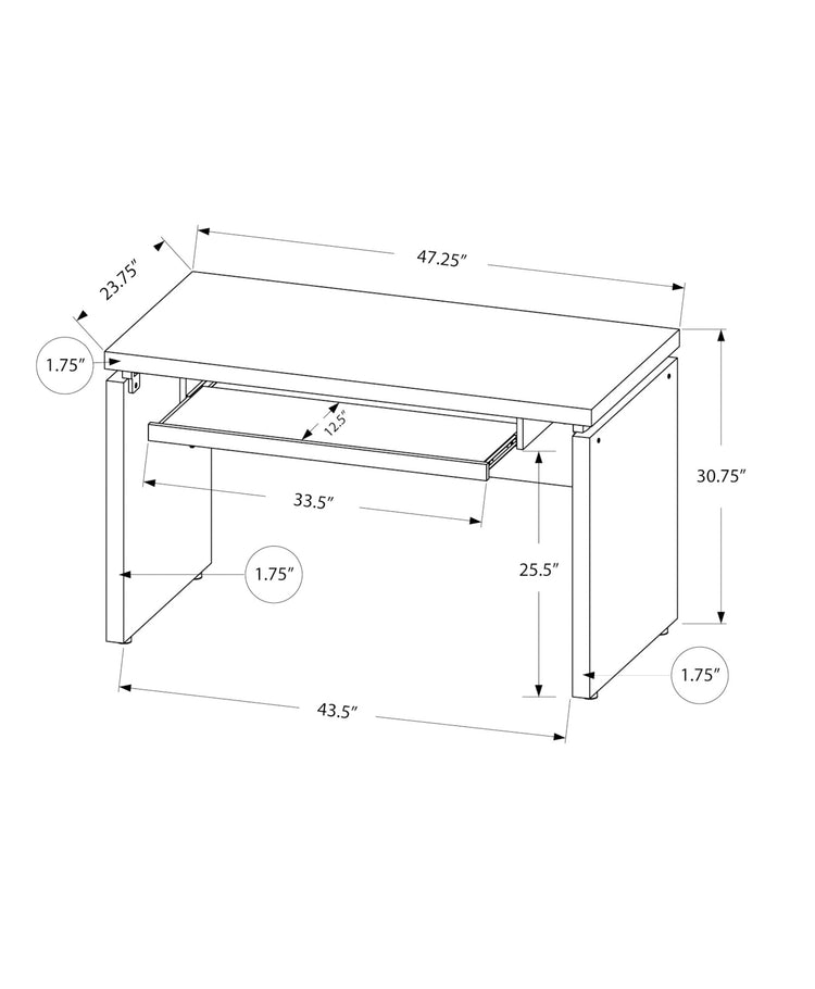 Monarch Specialties I 7439 Bureau, Bureau À Domicile, Ordinateur Portable, 48"l, Travail, Stratifié, Noir, Gris, Contemporain, Moderne - Simple Boutique