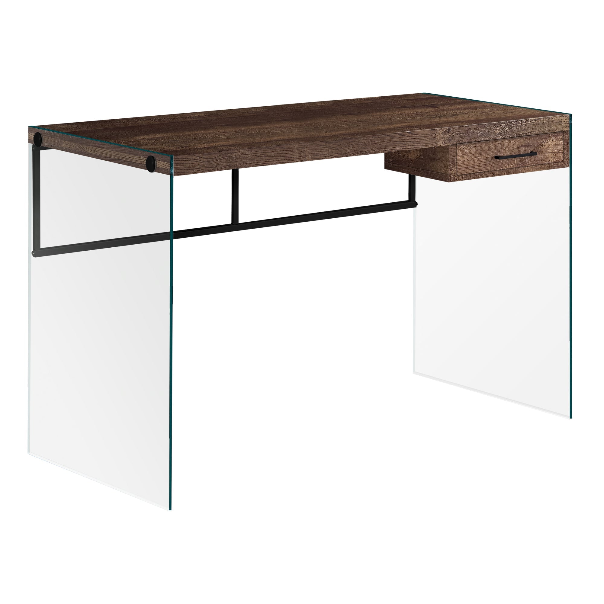 Monarch Specialties I 7444 Bureau, Bureau À Domicile, Ordinateur Portable, Tiroirs De Rangement, 48"l, Travail, Verre Trempé, Stratifié, Brun, Dégager, Contemporain, Moderne - Simple Boutique