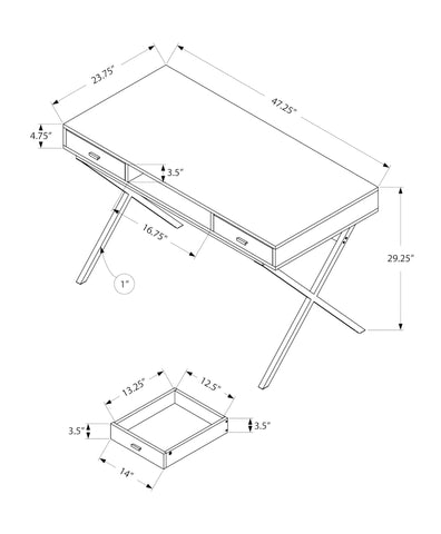 Monarch Specialties I 7447 Bureau, Bureau À Domicile, Ordinateur Portable, Tiroirs De Rangement, 48