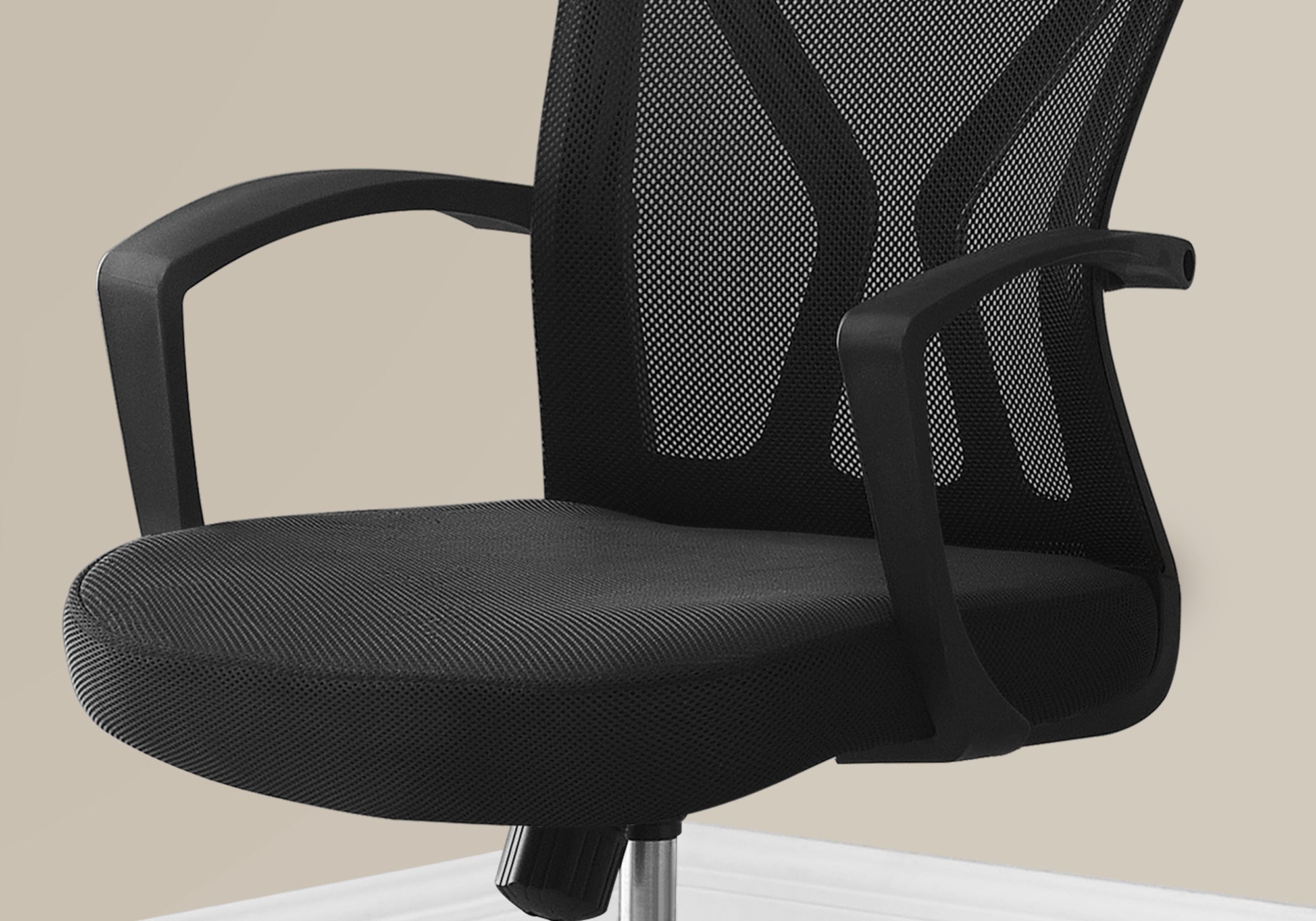 Monarch Specialties I 7460 Chaise De Bureau, Hauteur Ajustable, Pivotant, Ergonomique, Appuis-bras, Bureau, Travail, Métal, En Tissu, Noir, Chrome, Contemporain, Moderne - Simple Boutique
