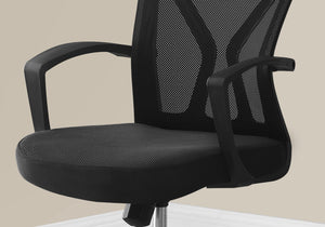 Monarch Specialties I 7460 Chaise De Bureau, Hauteur Ajustable, Pivotant, Ergonomique, Appuis-bras, Bureau, Travail, Métal, En Tissu, Noir, Chrome, Contemporain, Moderne - Simple Boutique