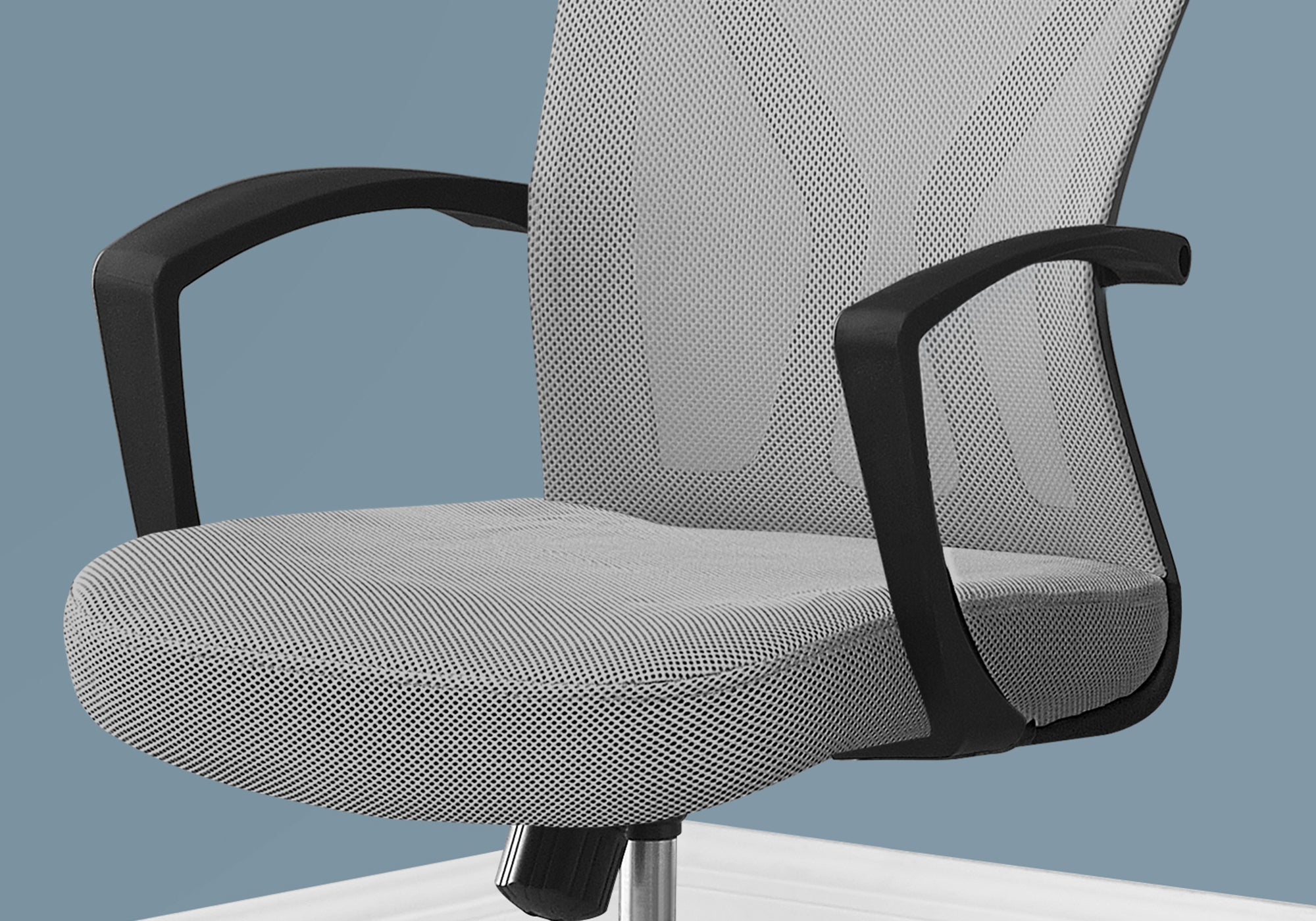 Monarch Specialties I 7461 Chaise De Bureau, Hauteur Ajustable, Pivotant, Ergonomique, Appuis-bras, Bureau, Travail, Métal, En Tissu, Gris, Chrome, Contemporain, Moderne - Simple Boutique