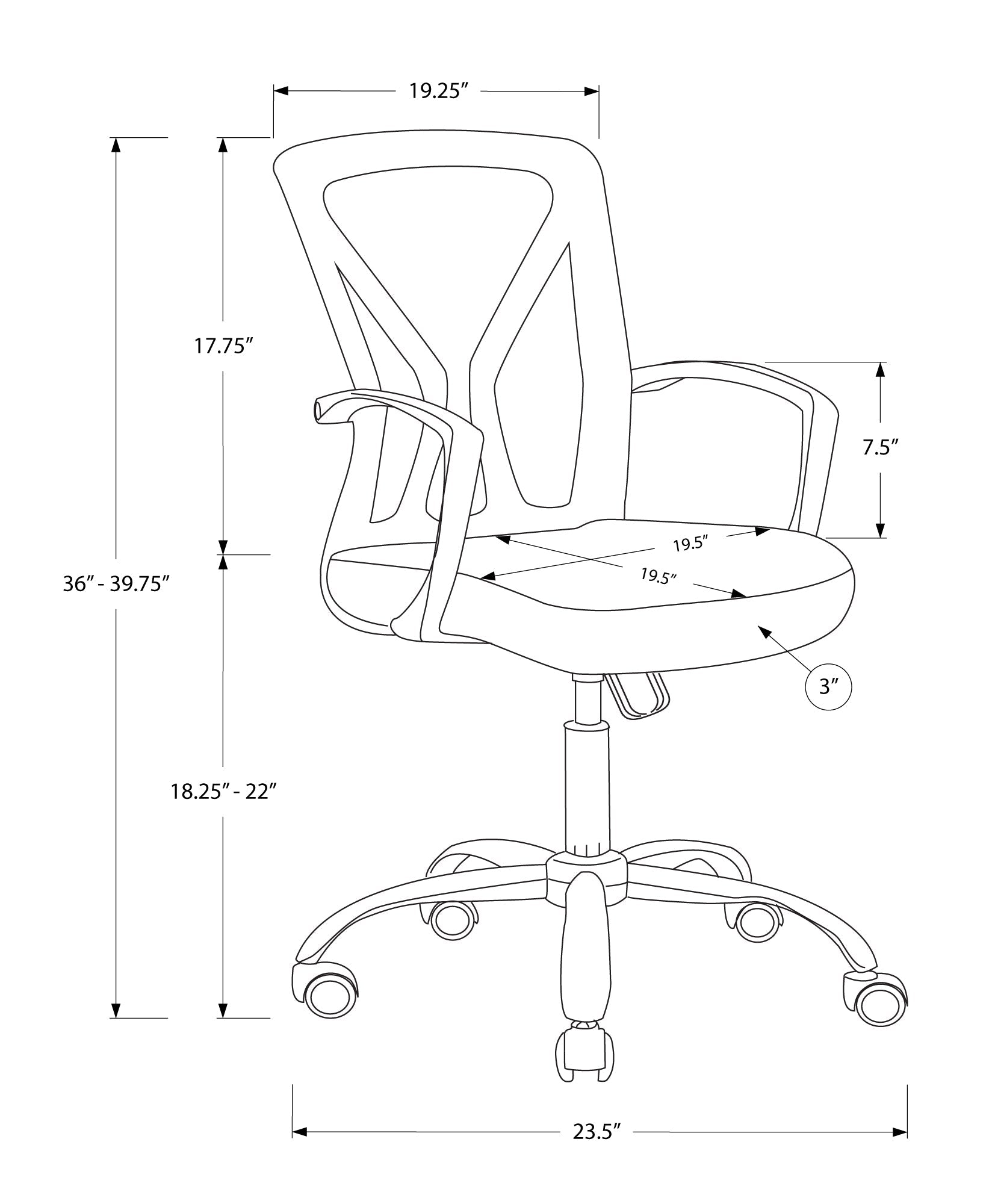 Monarch Specialties I 7462 Chaise De Bureau, Hauteur Ajustable, Pivotant, Ergonomique, Appuis-bras, Bureau, Travail, Métal, En Tissu, Blanc, Chrome, Contemporain, Moderne - Simple Boutique