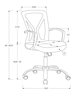 Monarch Specialties I 7462 Chaise De Bureau, Hauteur Ajustable, Pivotant, Ergonomique, Appuis-bras, Bureau, Travail, Métal, En Tissu, Blanc, Chrome, Contemporain, Moderne - Simple Boutique