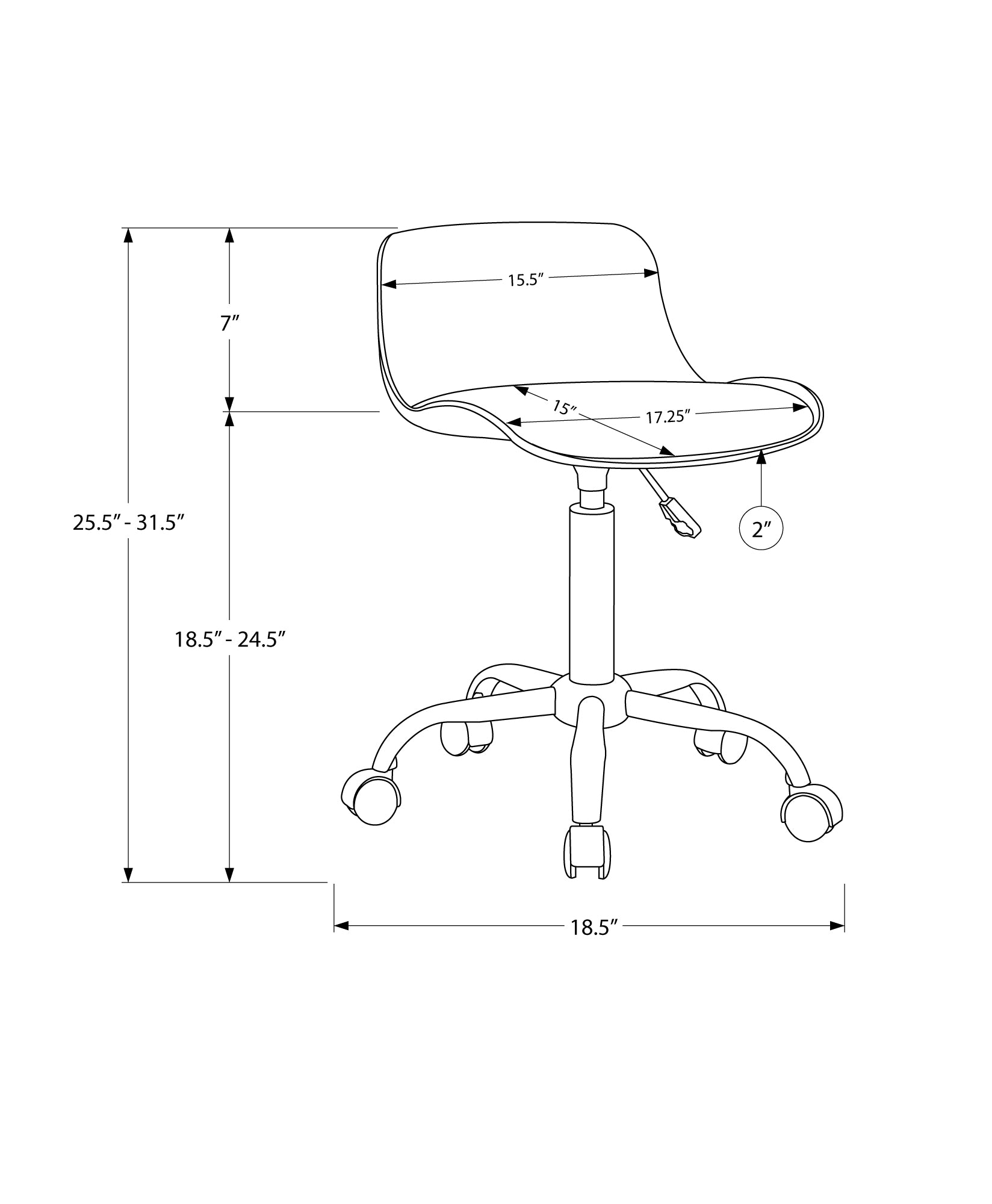 Monarch Specialties I 7463 Chaise De Bureau, Hauteur Ajustable, Pivotant, Ergonomique, Bureau, Travail, Juvénile, Métal, Pu D'aspect Cuir, Blanc, Contemporain, Moderne - Simple Boutique
