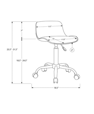 Monarch Specialties I 7463 Chaise De Bureau, Hauteur Ajustable, Pivotant, Ergonomique, Bureau, Travail, Juvénile, Métal, Pu D'aspect Cuir, Blanc, Contemporain, Moderne - Simple Boutique