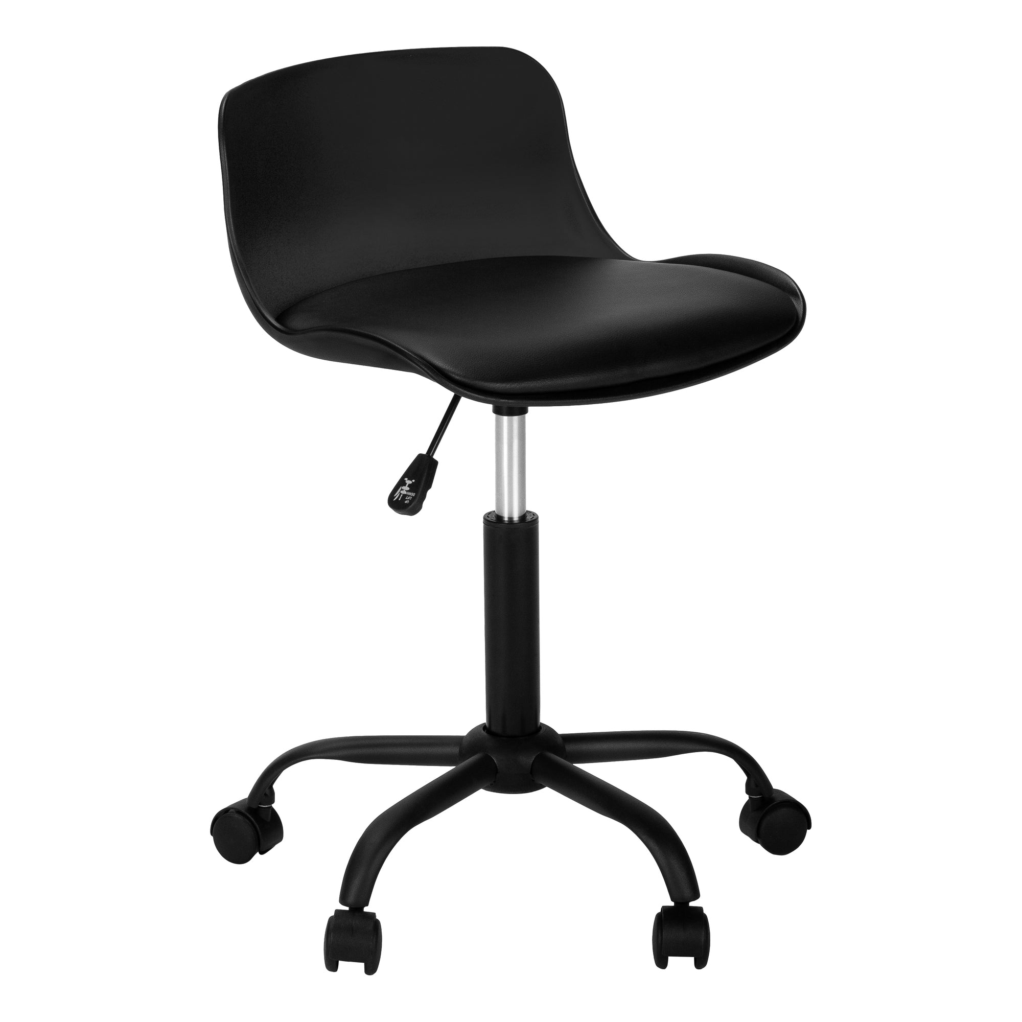 Monarch Specialties I 7464 Chaise De Bureau, Hauteur Ajustable, Pivotant, Ergonomique, Bureau, Travail, Juvénile, Métal, Pu D'aspect Cuir, Noir, Contemporain, Moderne - Simple Boutique