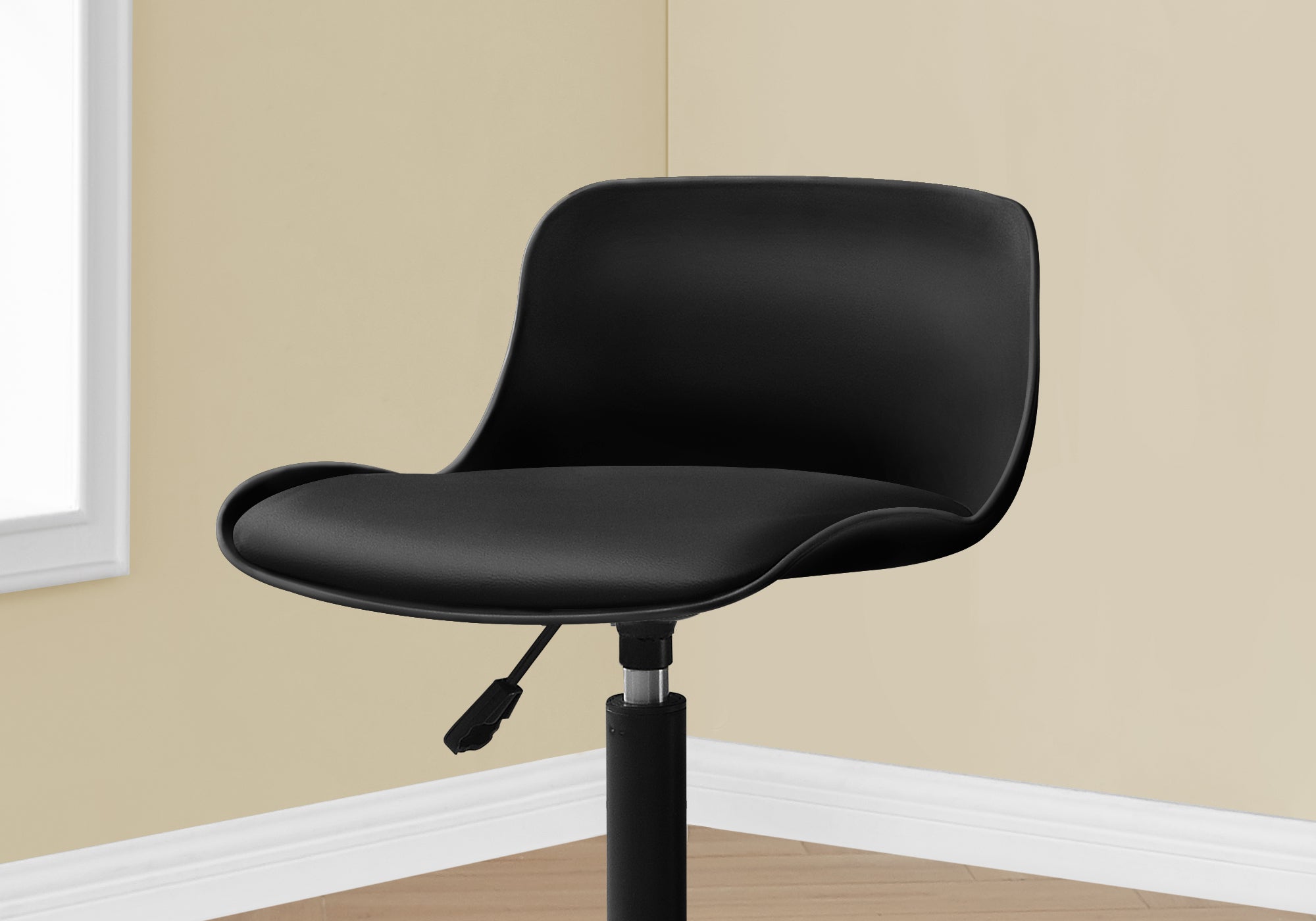 Monarch Specialties I 7464 Chaise De Bureau, Hauteur Ajustable, Pivotant, Ergonomique, Bureau, Travail, Juvénile, Métal, Pu D'aspect Cuir, Noir, Contemporain, Moderne - Simple Boutique