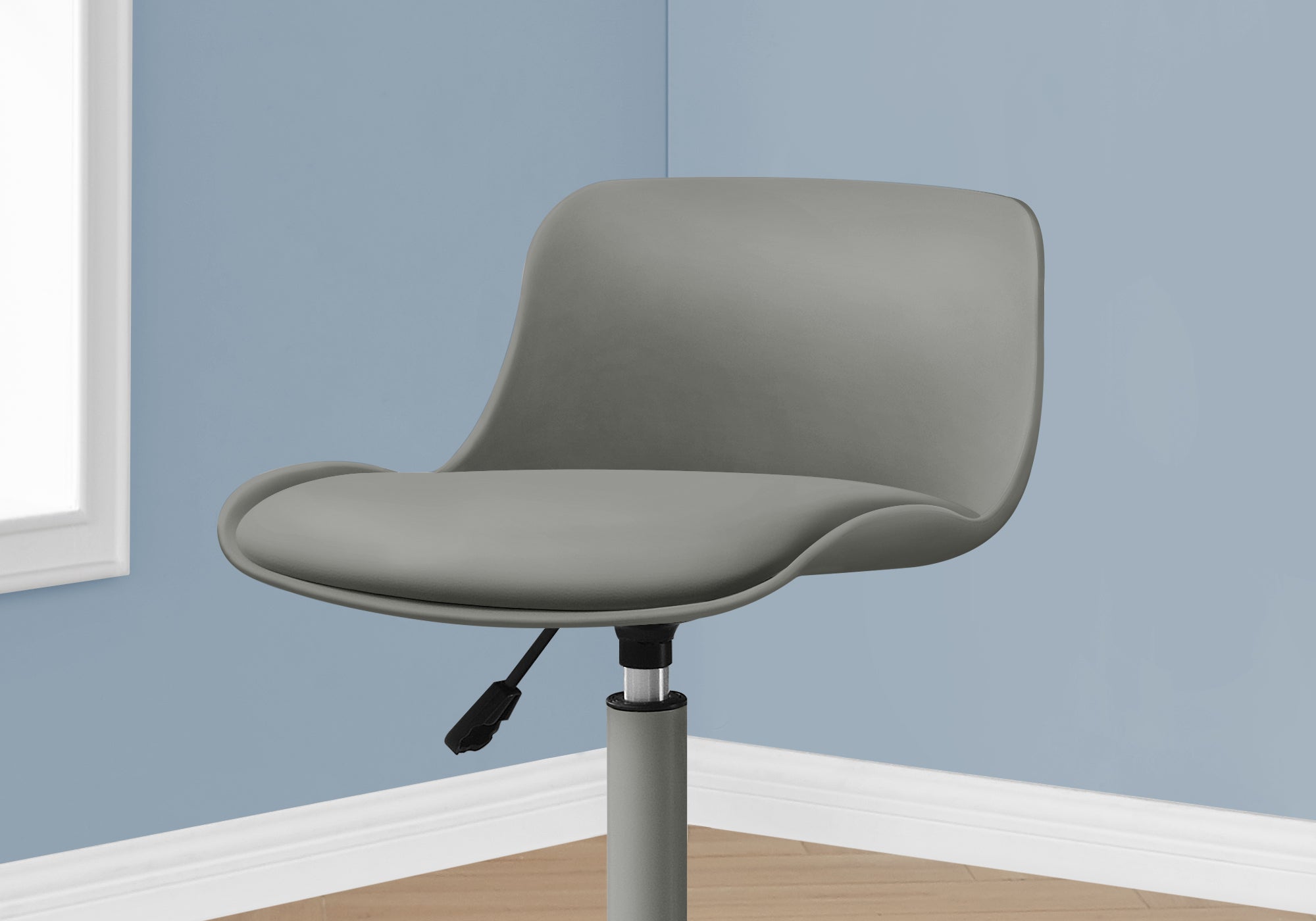 Monarch Specialties I 7465 Chaise De Bureau, Hauteur Ajustable, Pivotant, Ergonomique, Bureau, Travail, Juvénile, Métal, Pu D'aspect Cuir, Gris, Contemporain, Moderne - Simple Boutique