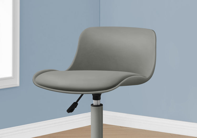 Monarch Specialties I 7465 Chaise De Bureau, Hauteur Ajustable, Pivotant, Ergonomique, Bureau, Travail, Juvénile, Métal, Pu D'aspect Cuir, Gris, Contemporain, Moderne - Simple Boutique