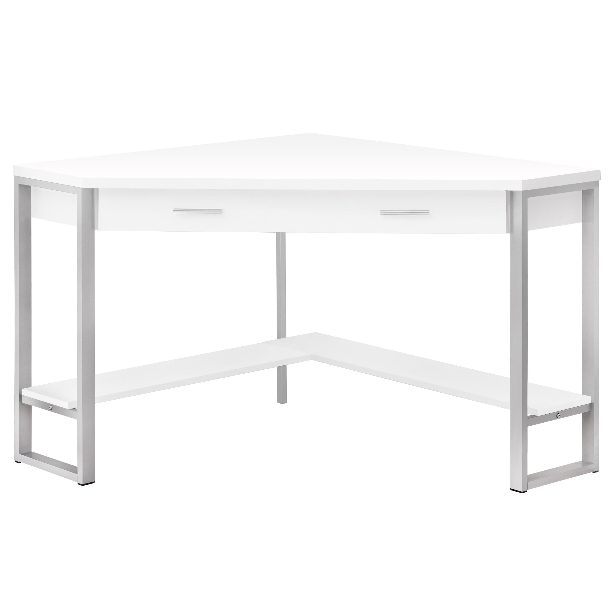 Monarch Specialties I 7500 Bureau, Bureau À Domicile, Coin, Tiroirs De Rangement, 42"l, Travail, Ordinateur Portable, Métal, Stratifié, Blanc, Gris, Contemporain, Moderne - Simple Boutique