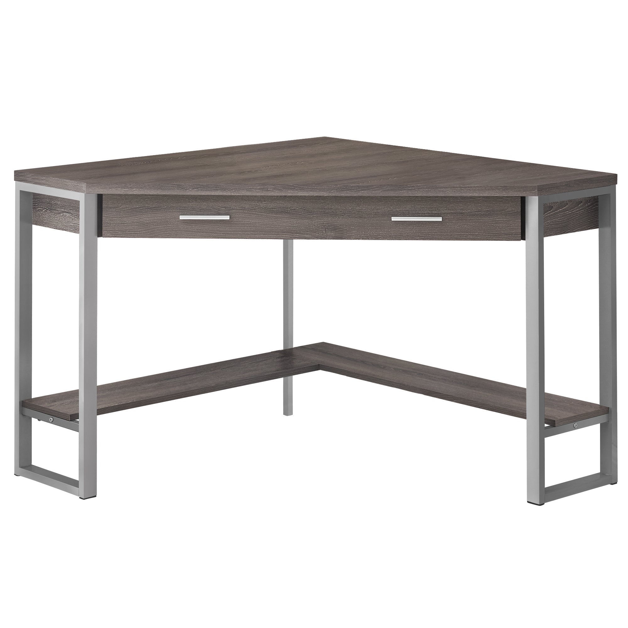 Monarch Specialties I 7501 Bureau, Bureau À Domicile, Coin, Tiroirs De Rangement, 42"l, Travail, Ordinateur Portable, Métal, Stratifié, Brun, Gris, Contemporain, Moderne - Simple Boutique