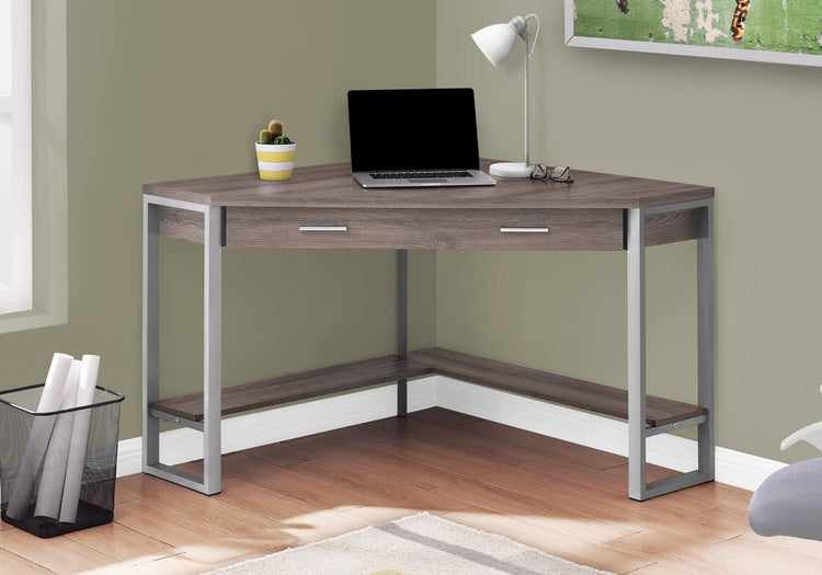 Monarch Specialties I 7501 Bureau, Bureau À Domicile, Coin, Tiroirs De Rangement, 42"l, Travail, Ordinateur Portable, Métal, Stratifié, Brun, Gris, Contemporain, Moderne - Simple Boutique