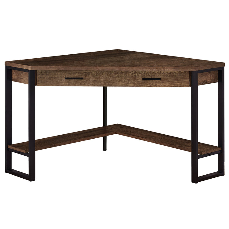 Monarch Specialties I 7504 Bureau, Bureau À Domicile, Coin, Tiroirs De Rangement, 42"l, Travail, Ordinateur Portable, Métal, Stratifié, Brun, Noir, Contemporain, Moderne - Simple Boutique