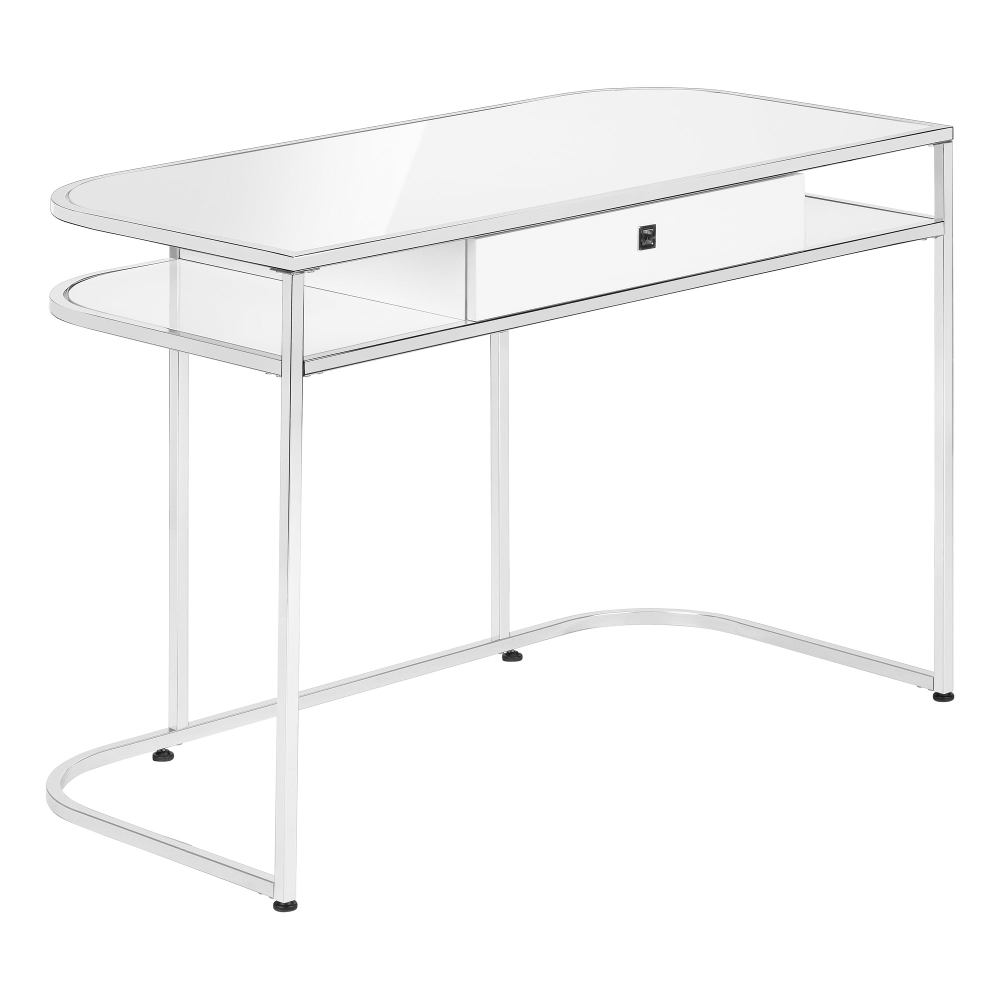 Monarch Specialties I 7520 Bureau, Bureau À Domicile, Ordinateur Portable, Tiroirs De Rangement, 48"l, Travail, Métal, Stratifié, Blanc, Chrome, Contemporain, Moderne - Simple Boutique