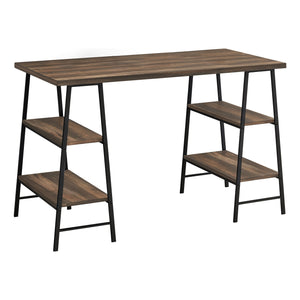 Monarch Specialties I 7525 Bureau, Bureau À Domicile, Ordinateur Portable, Étagères De Rangement, 48"l, Travail, Métal, Stratifié, Brun, Noir, Contemporain, Moderne - Simple Boutique