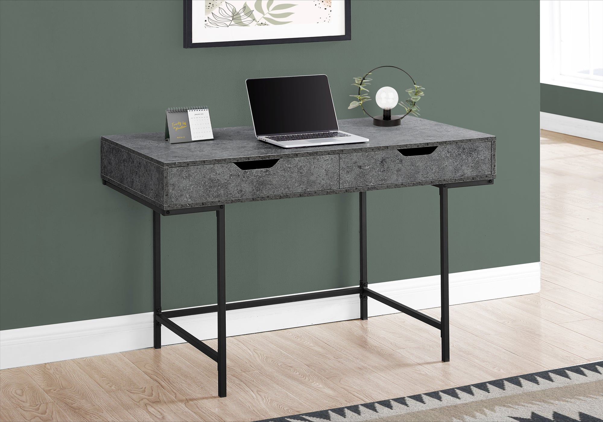 Monarch Specialties I 7559 Bureau, Bureau À Domicile, Ordinateur Portable, Tiroirs De Rangement, 48"l, Travail, Métal, Stratifié, Gris, Noir, Contemporain, Moderne - Simple Boutique
