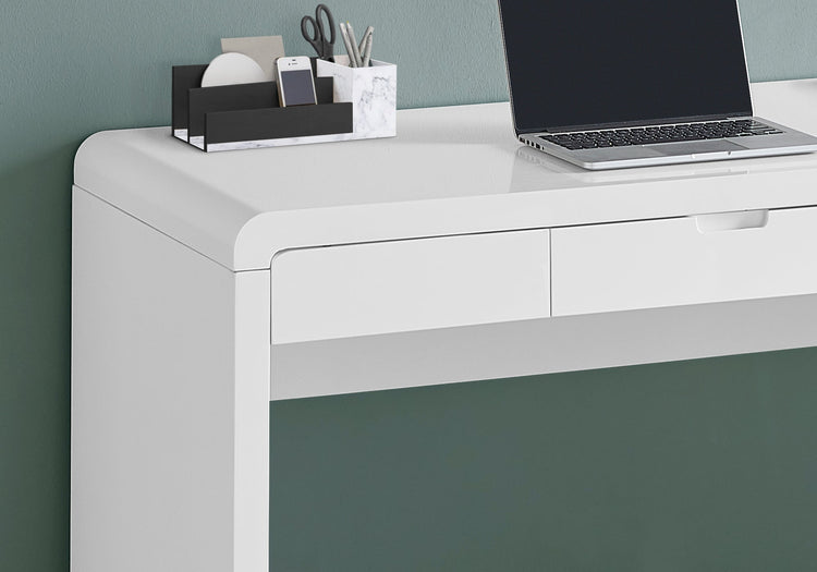 Monarch Specialties I 7580 Bureau, Bureau À Domicile, Ordinateur Portable, Tiroirs De Rangement, 48"l, Travail, Stratifié, Blanc Lustré, Contemporain, Moderne - Simple Boutique