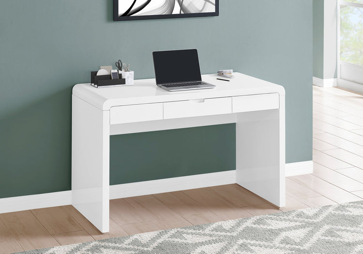 Monarch Specialties I 7580 Bureau, Bureau À Domicile, Ordinateur Portable, Tiroirs De Rangement, 48"l, Travail, Stratifié, Blanc Lustré, Contemporain, Moderne - Simple Boutique