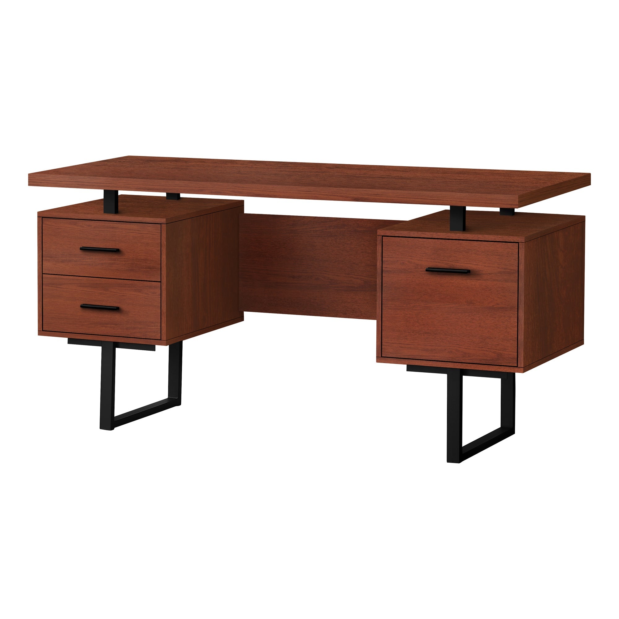 Monarch Specialties I 7626 Bureau, Bureau À Domicile, Ordinateur Portable, Configuration Gauche, Droite, Tiroirs De Rangement, 60"l, Travail, Métal, Stratifié, Brun, Noir, Contemporain, Moderne - Simple Boutique