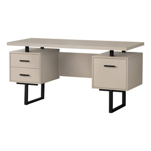 Monarch Specialties I 7629 Bureau, Bureau À Domicile, Ordinateur Portable, Configuration Gauche, Droite, Tiroirs De Rangement, 60"l, Travail, Métal, Stratifié, Beige, Noir, Contemporain, Moderne - Simple Boutique